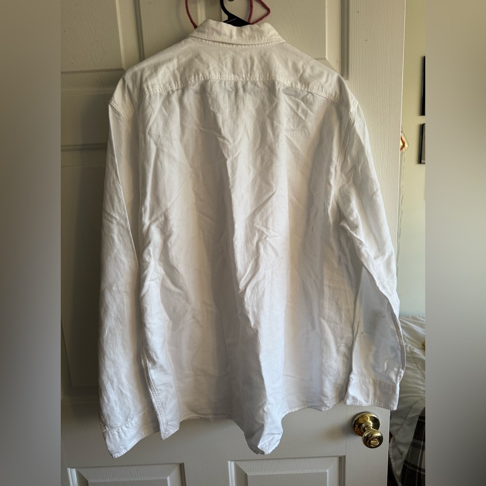 Cotton Linen Button Down White Men's Shirt